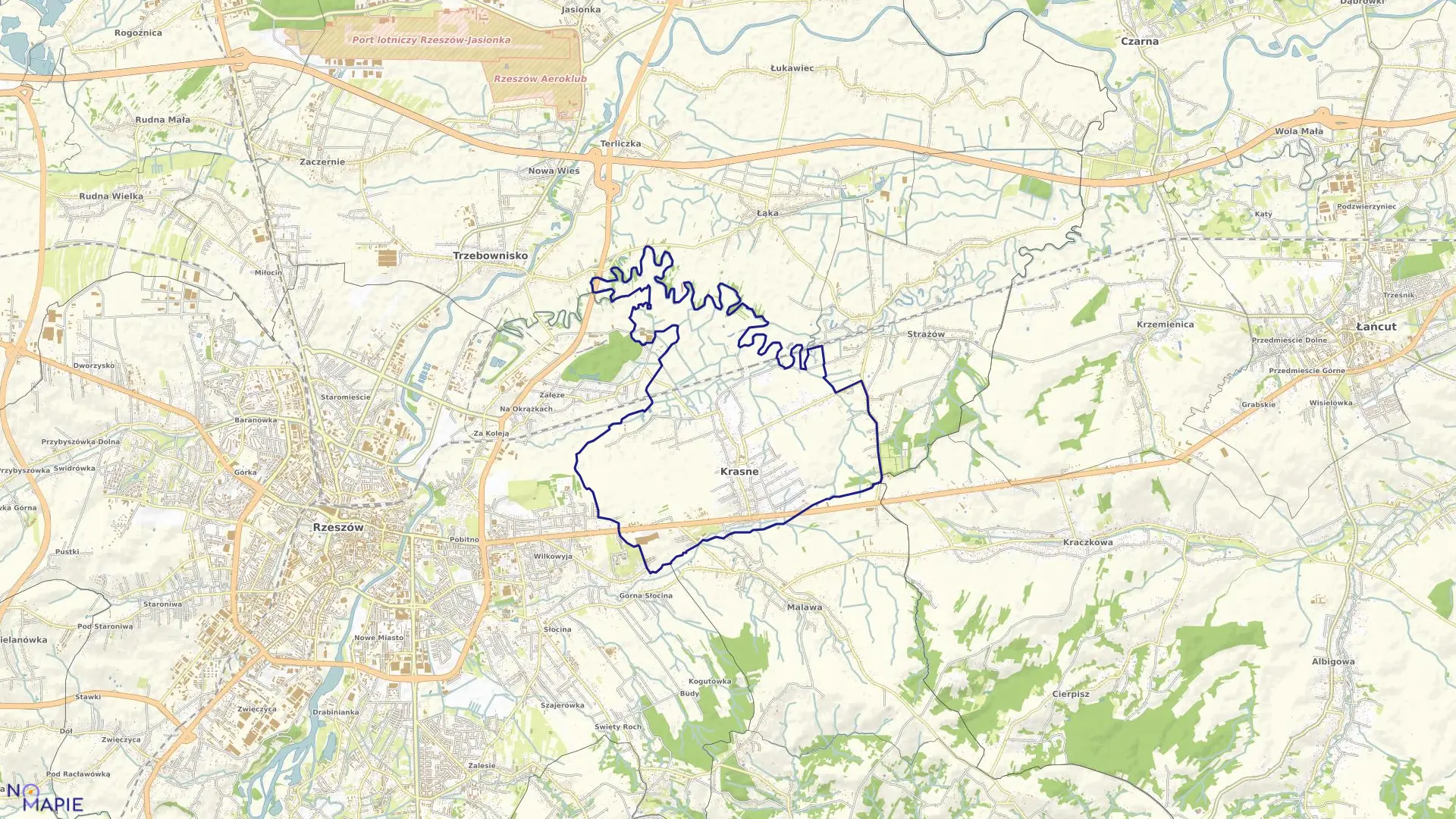Mapa obrębu Krasne w gminie Krasne