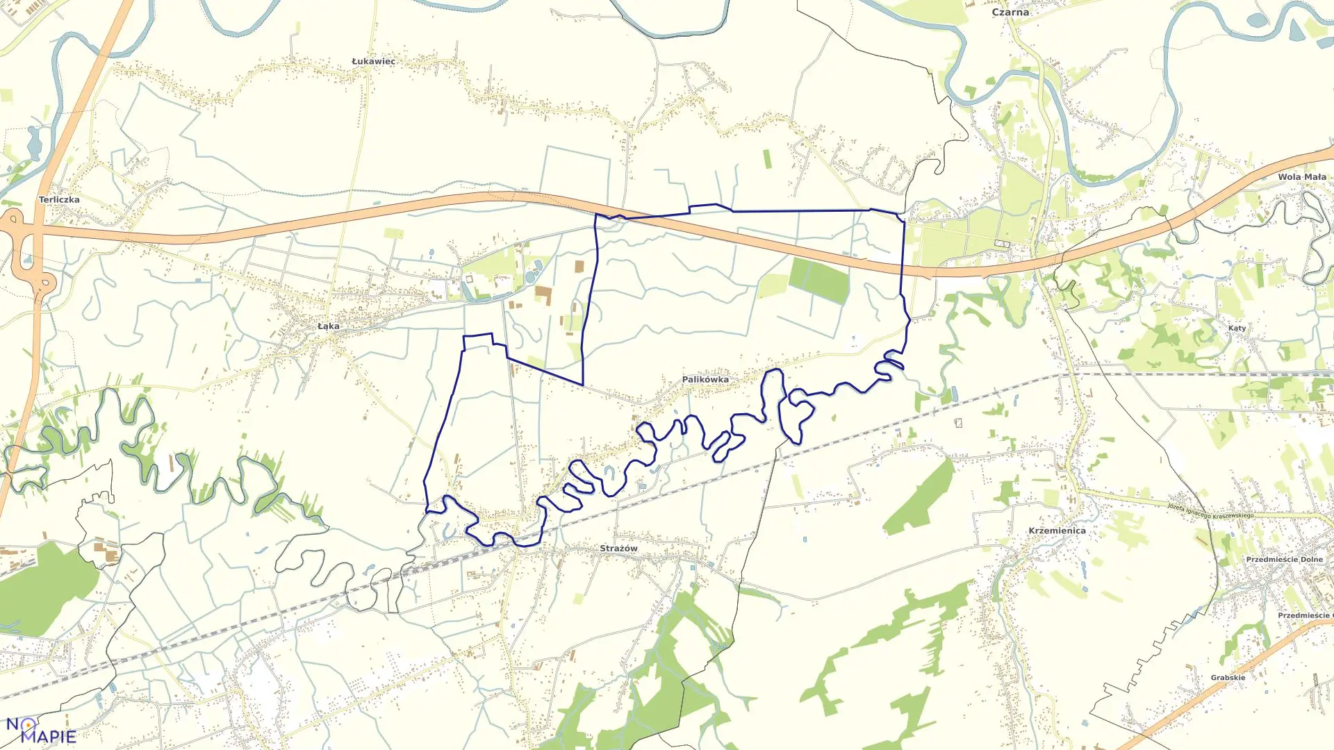 Mapa obrębu Palikówka w gminie Krasne