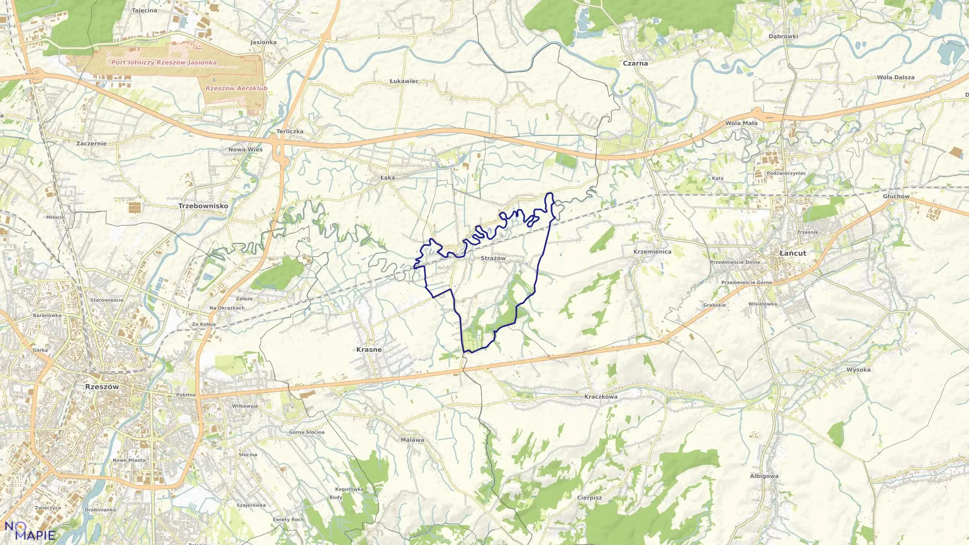 Mapa obrębu Strażów w gminie Krasne